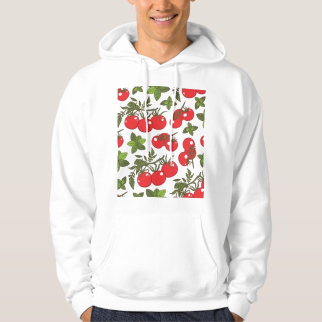 Tomato Basil Seamless Kitchen Muster Hoodie (Vorderseite)