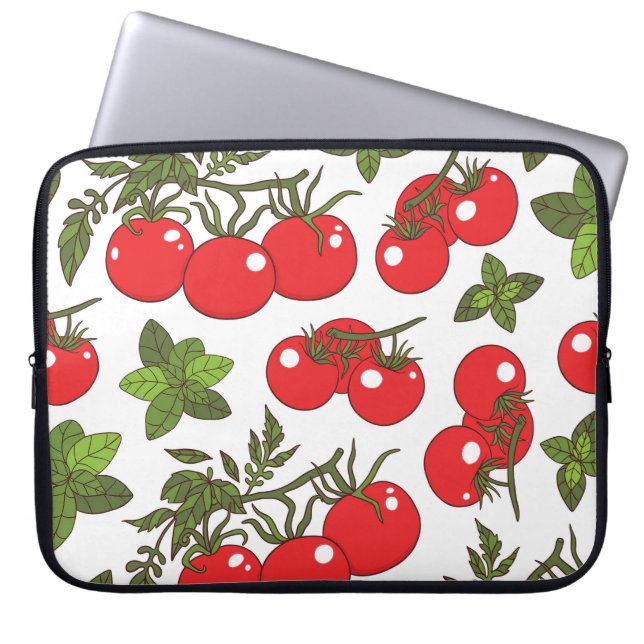 Tomato Basil Seamless Kitchen Muster Laptopschutzhülle (Vorderseite)