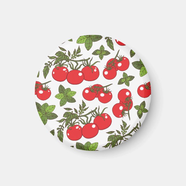 Tomato Basil Seamless Kitchen Muster Magnet (Vorne)
