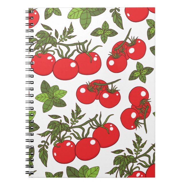 Tomato Basil Seamless Kitchen Muster Notizblock (Vorderseite)