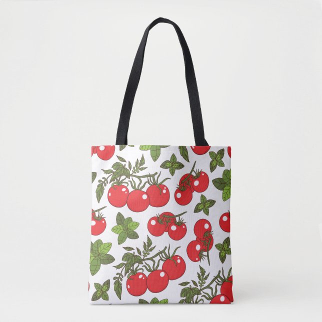 Tomato Basil Seamless Kitchen Muster Tasche (Vorderseite)
