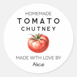 Tomato Chutney-Etikett mit Aquarelltomate Runder Aufkleber