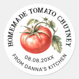 Tomato Chutney-Etikett mit Aquarelltomate Runder Aufkleber
