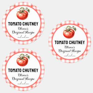 Tomato-Chutney-Konservenetikett mit karierte Ausfü Etiketten