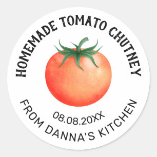 Tomato Chutney Konservierungslabel mit roter Tomat Runder Aufkleber