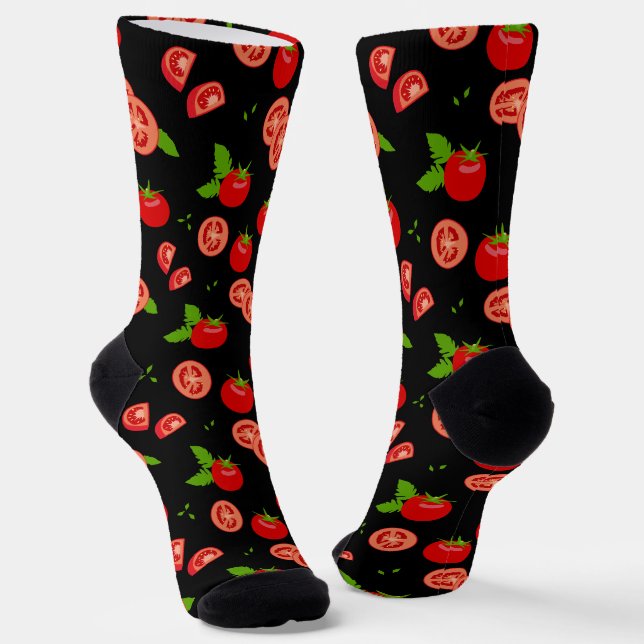 Tomato Gemustert Red and Black Novelty Socks Socken (Gewinkelt)