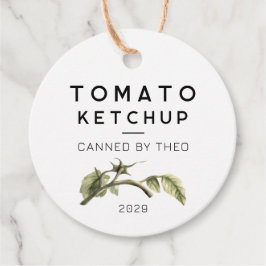 Tomato-Ketchup-Etikett mit Aquarellblättern Geschenkanhänger