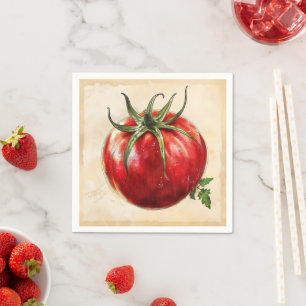 Tomato Old School Zeichnend Serviette