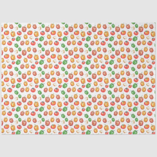 Tomato-Paprikaschoten Zwiebel HandGezeichnet Feins Seidenpapier (Vorderseite)