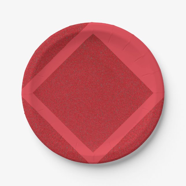 Tomato Red Diamond Frame Party Plate - Anpassen Pappteller (Vorderseite)