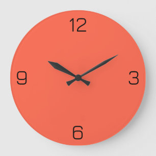 Tomato Red FF6347 Farbe mit der Option Name hinzuf Große Wanduhr