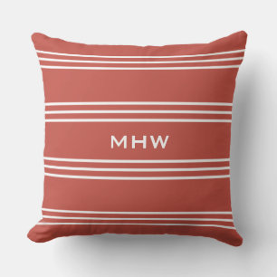 Tomato Red Stripes kundenspezifische Monogramm Wur Kissen