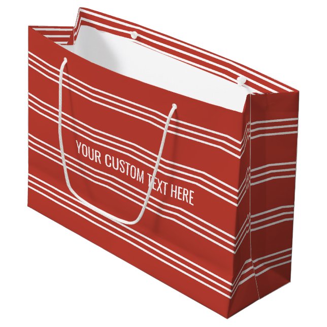 Tomato Red Stripes Tasche Große Geschenktüte (Vorderseite Schrägansicht)