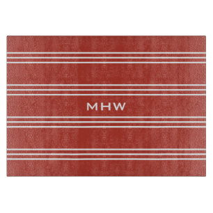 Tomato Red Strips maßgeschneiderte Monogramm-Schne Schneidebrett