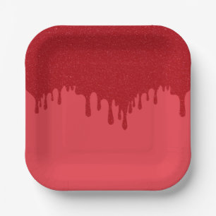 Tomato Red Tropfen Custom Paper Plate Pappteller
