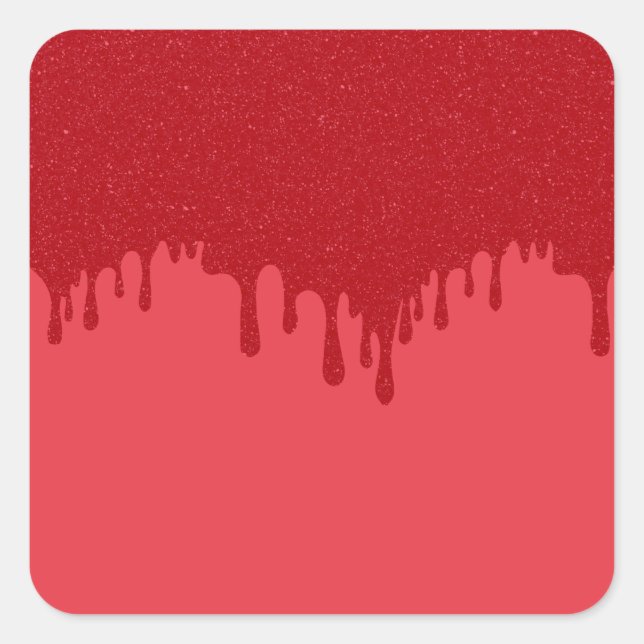 Tomato Red Tropfen Effect Square Sticker - Anpasse (Vorderseite)