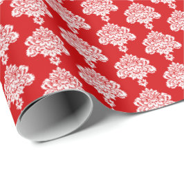 Tomato Red | Weißes Damaskop-Papier Geschenkpapier
