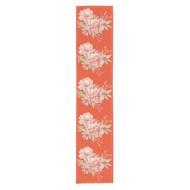 Tomato Red Wildblume Table Runner Kurzer Tischläufer (Vorderseite)