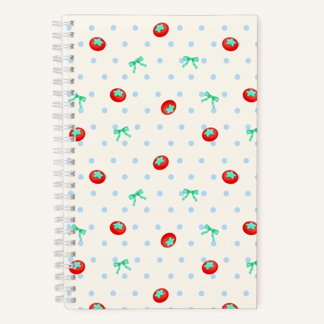 Tomato Ribbon Dot Ivory Notizbuch (Vorderseite)