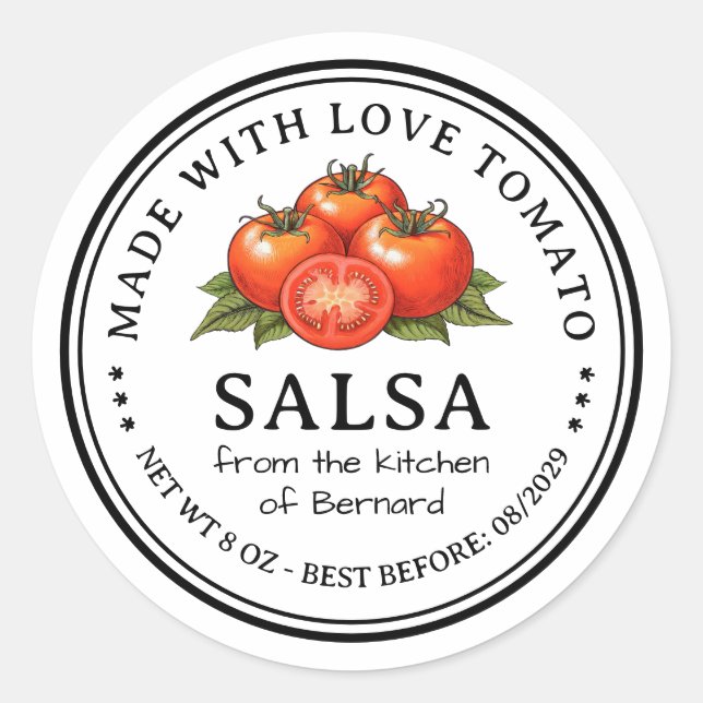Tomato Salsa Preserve Label Runder Aufkleber (Vorderseite)