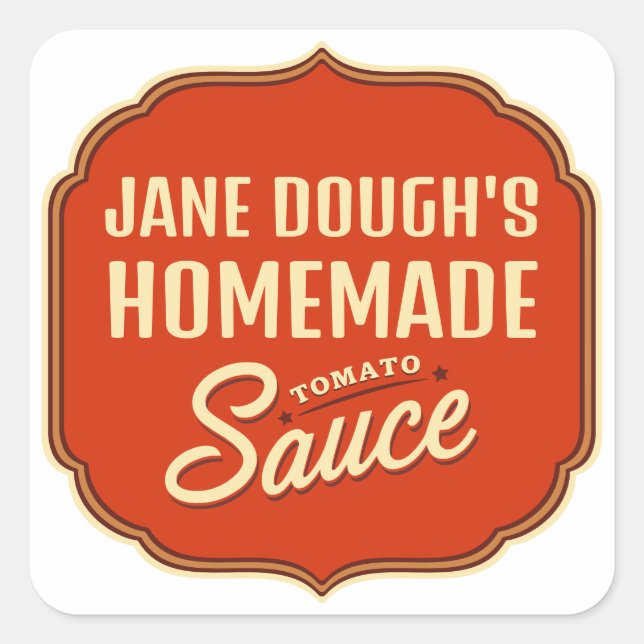 Tomato Sauce Quadratischer Aufkleber (Vorderseite)