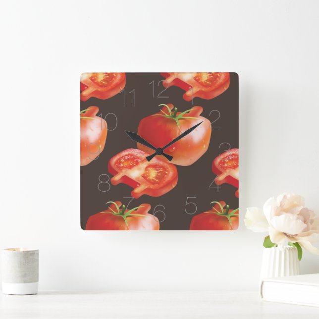 Tomato Slice Quadratische Wanduhr (Zuhause)