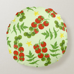 Tomato Tango: Vintager Gemüseaufdruck Rundes Kissen