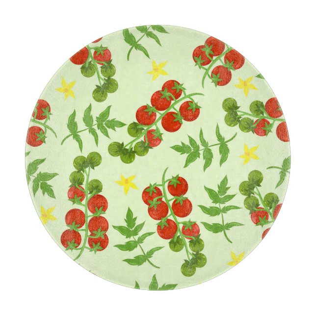 Tomato Tango: Vintager Gemüseaufdruck Schneidebrett (Vorderseite)