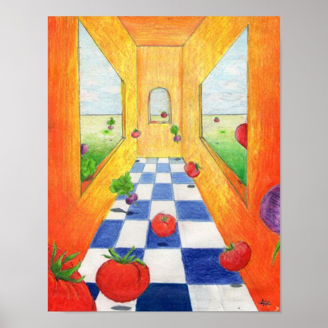 Tomato und Radish Küche Print Salad Party! Poster (Vorne)