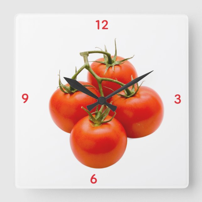 Tomato Wall Clock Quadratische Wanduhr (Vorderseite)