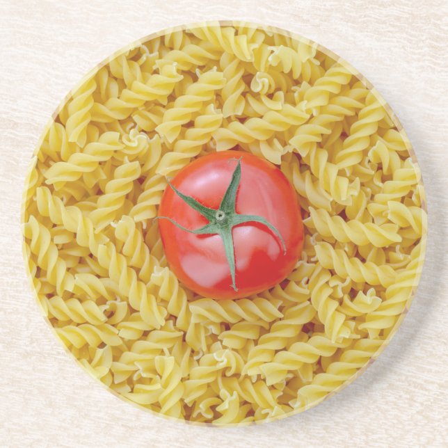 Tomato with fusilli pasta sandstein untersetzer (Vorne)