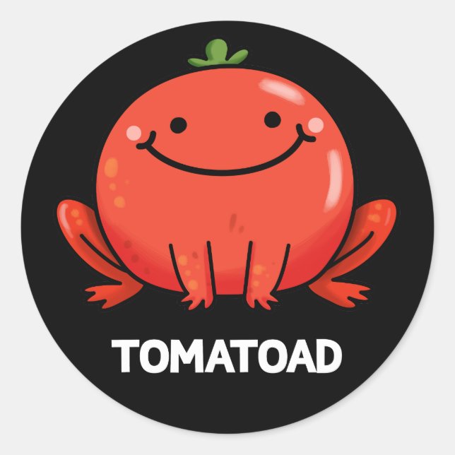 Tomatoad Funny Tomato Toad Puff Dark BG Runder Aufkleber (Vorderseite)