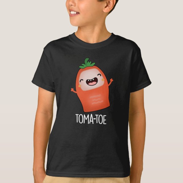 Tomatoe Funny Tomato Pun Dark BG T-Shirt (Vorderseite)