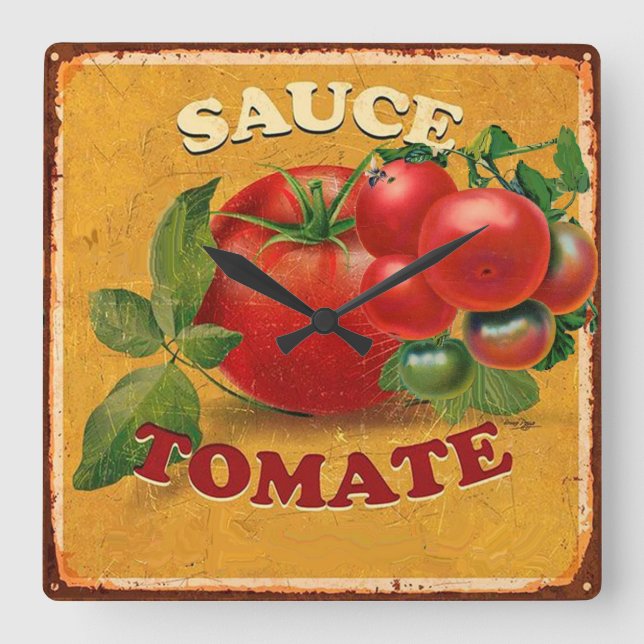 TOMATOES KITCHEN PRESERVES ,CANNINGS ,TOMATO SAUCE QUADRATISCHE WANDUHR (Vorderseite)