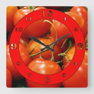 Tomatoes On The Vine Numbered Quadratische Wanduhr