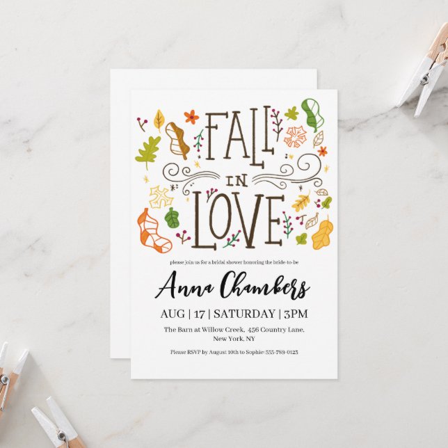 tomber amoureux automne nuptiale invitations de do (Devant/Arrière en situation)