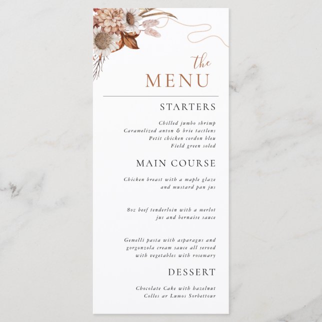 Tomber amoureux | Menu Mariage Boho Flowers (Devant)