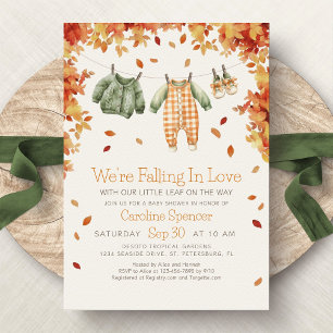 Tomber dans l'amour Automne Baby shower Invitation