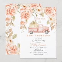 Tomber dans l'amour Peach Baby shower Invitation