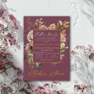 Tombez Amoureux Floral Élégant Burgundy Invitation