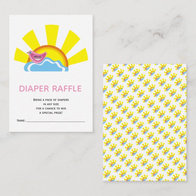 Tombola "Bird and sun diaper" Kinderdusche Begleitkarte (Vorne/Hinten)
