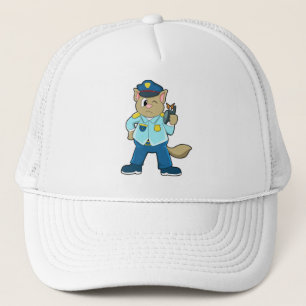 Tomcat als Polizeibeamter mit Uniform & Mikrofon Truckerkappe