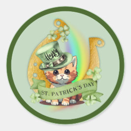 Tomcat Happy St. Patrick's Day Runder Aufkleber