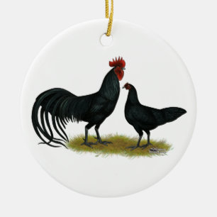 Tomeru Long Crower Chickens Keramikornament