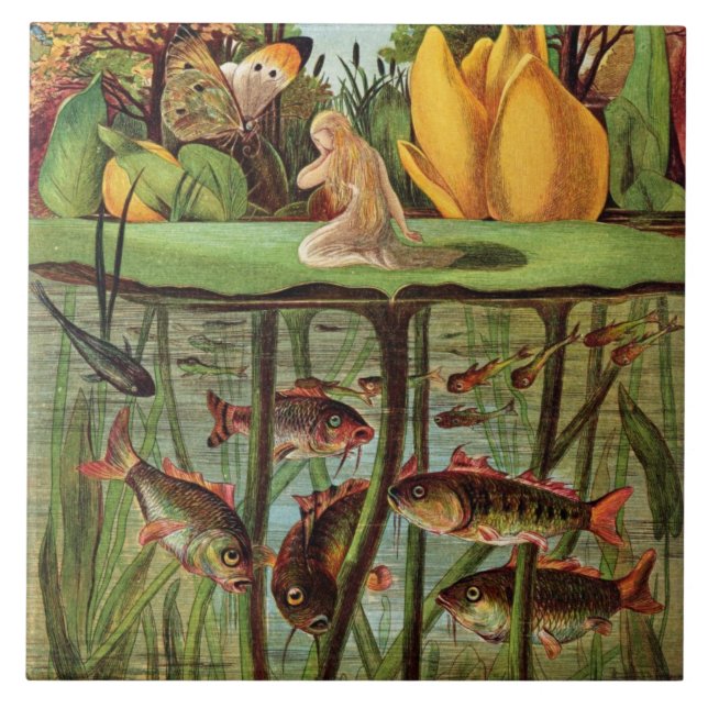 Tommelise sehr trostlos auf dem Wasserlilienblatt, Fliese (Vorderseite)
