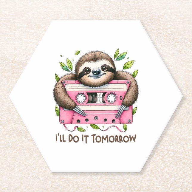 Tomorrow Funny Sloth Untersetzer (Vorderseite)