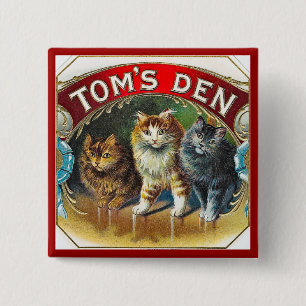 Toms Den Vintage-Zigarrenetikett Button