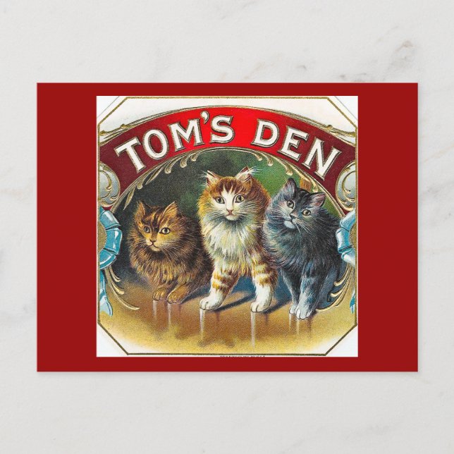 Toms Den Vintagen Zigarrenschild Postkarte (Vorderseite)