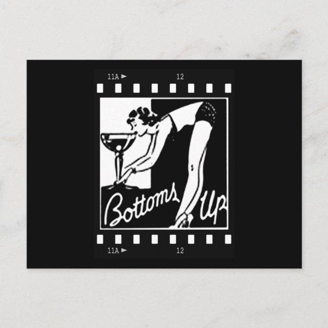 Toms up Retro Lady Drinks Riesiges Martini Postkarte (Vorderseite)