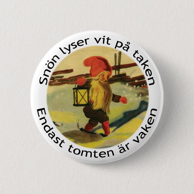 Tomten Knopf mit Gedicht Viktor Rydberg Button (Vorderseite)